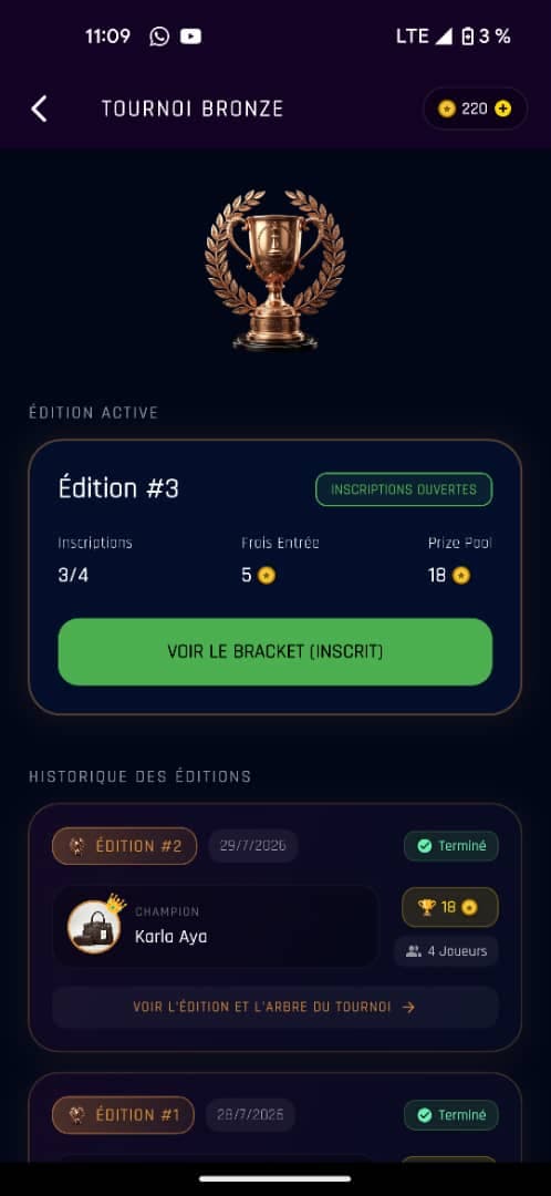 Détail Tournoi Bronze