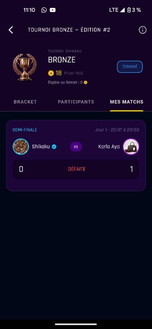 Mes Matchs de Tournoi